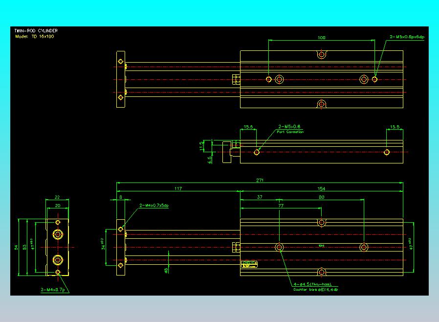 双轴气缸2D-TD16x100