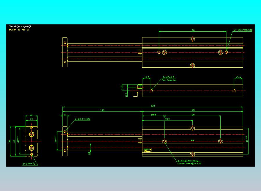 双轴气缸2D-TD16x125
