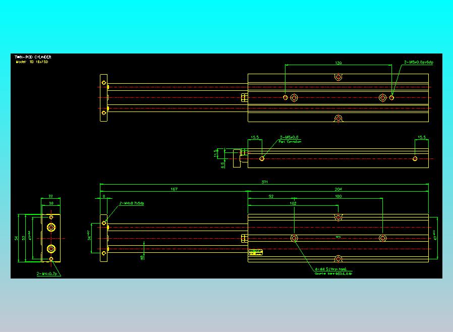 双轴气缸2D-TD16x150