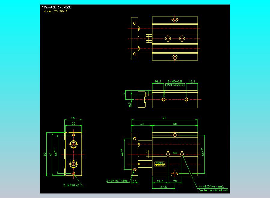 双轴气缸2D-TD20x10
