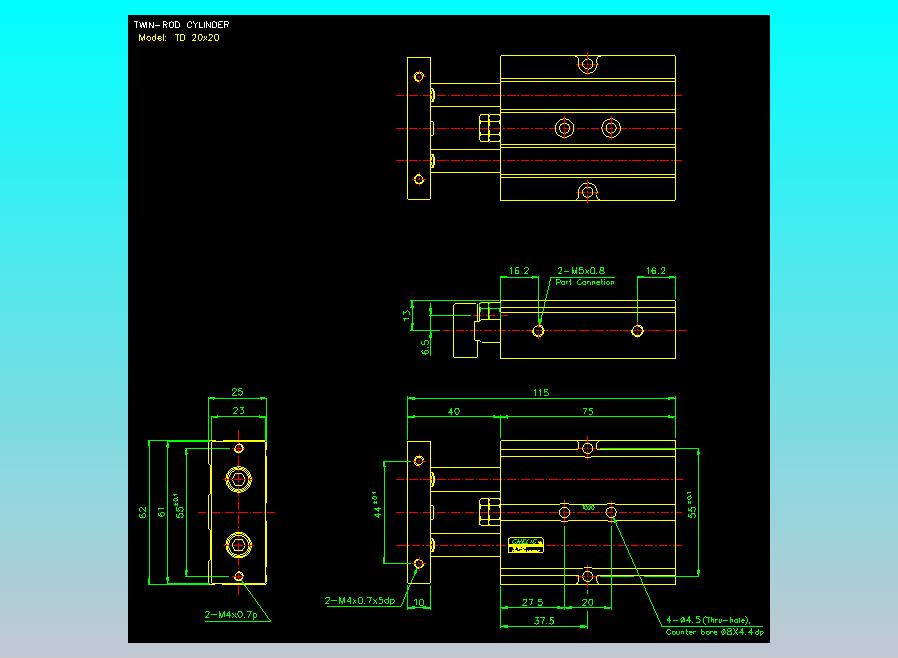 双轴气缸2D-TD20x20
