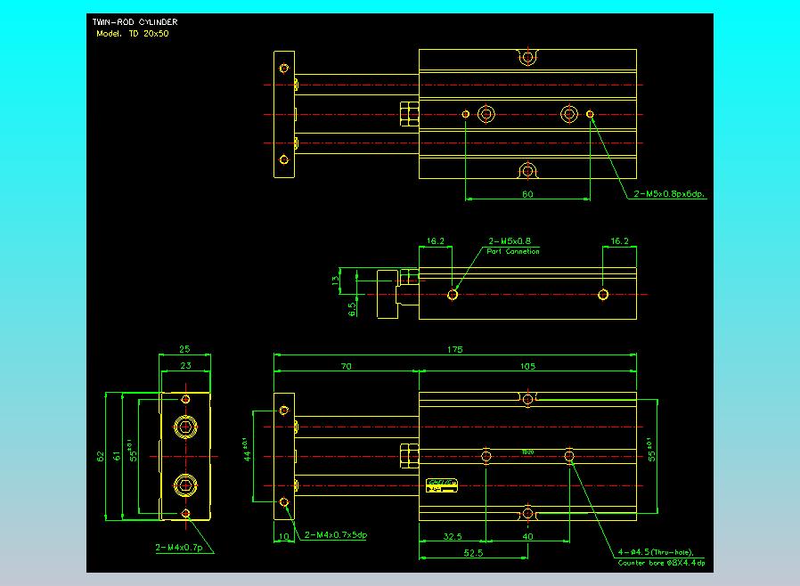 双轴气缸2D-TD20x50