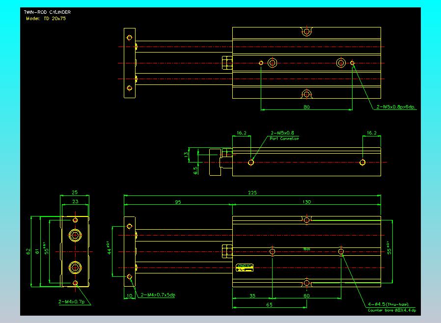 双轴气缸2D-TD20x75