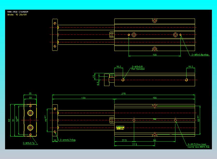 双轴气缸2D-TD20x100