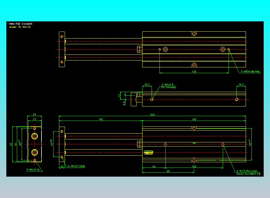 双轴气缸2D-TD20x125