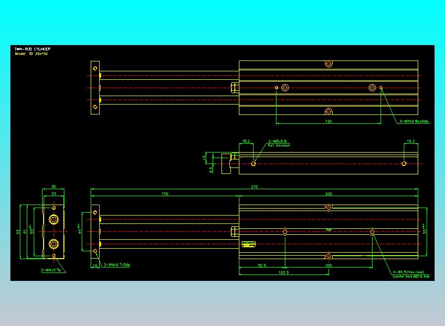 双轴气缸2D-TD20x150