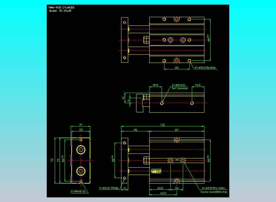 双轴气缸2D-TD25x25