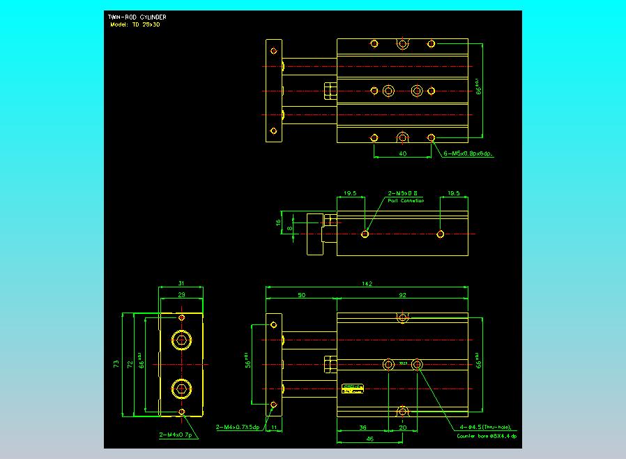 双轴气缸2D-TD25x30