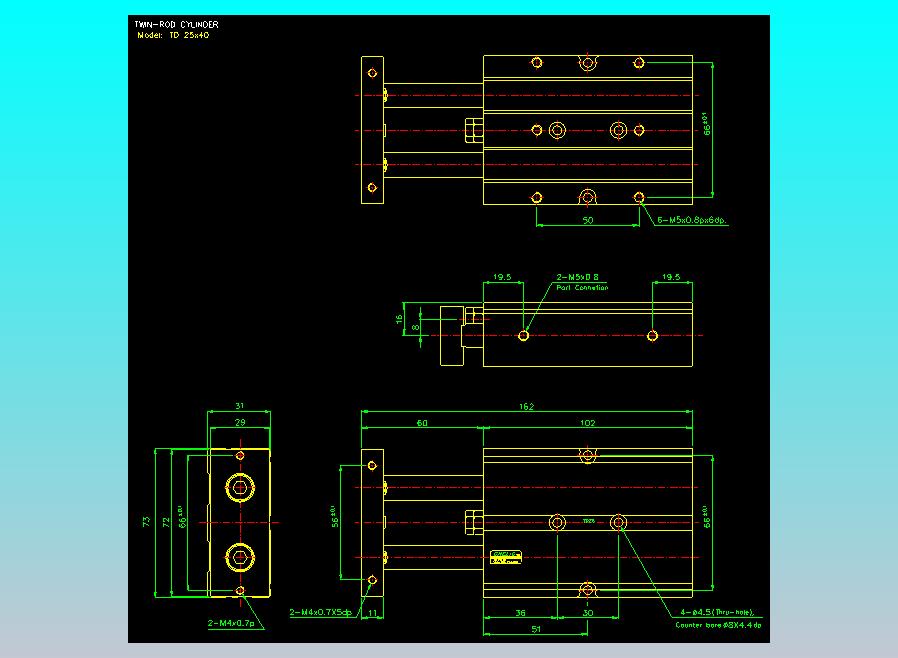 双轴气缸2D-TD25x40