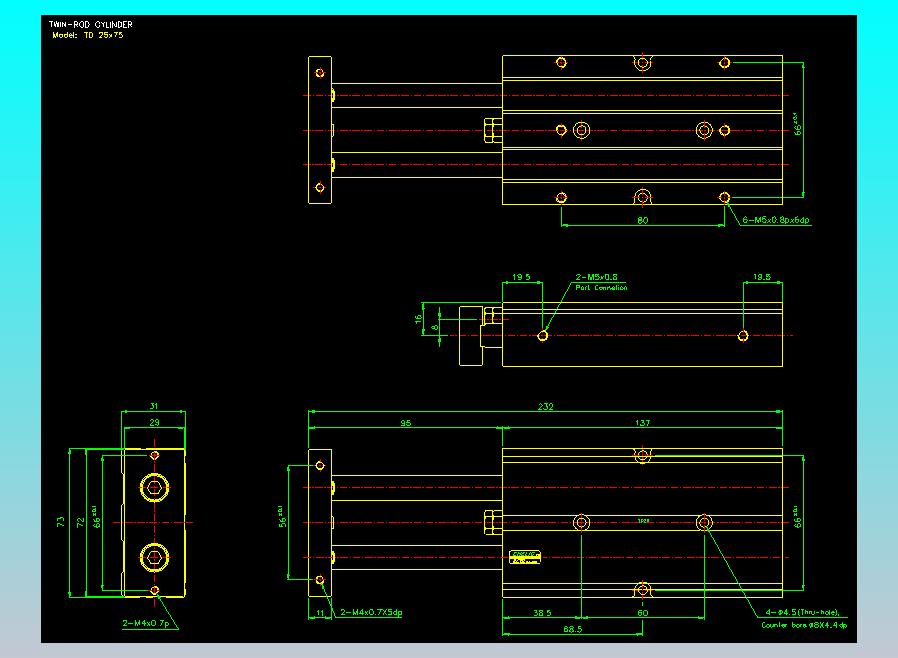 双轴气缸2D-TD25x75