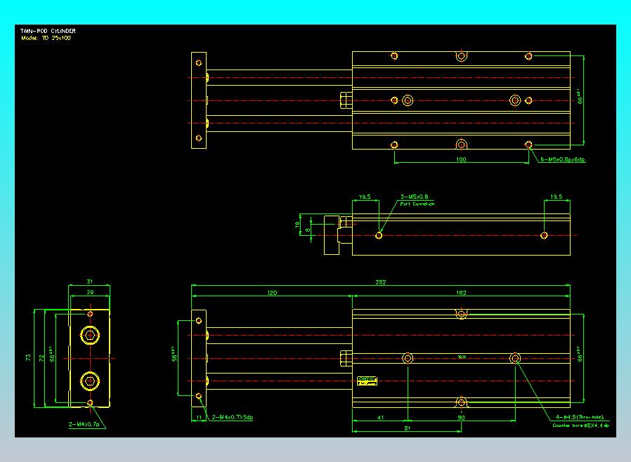 双轴气缸2D-TD25x100