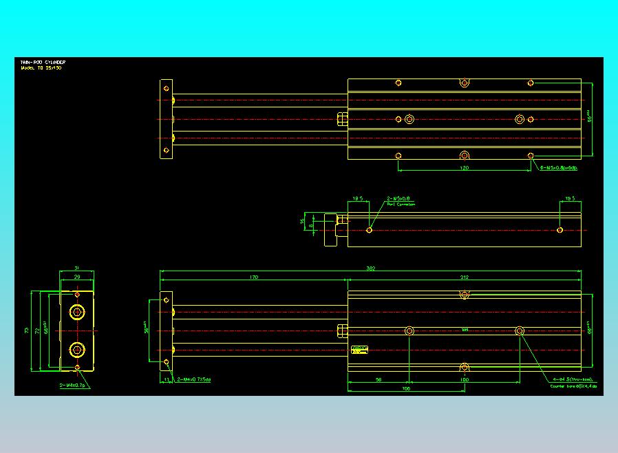 双轴气缸2D-TD25x150