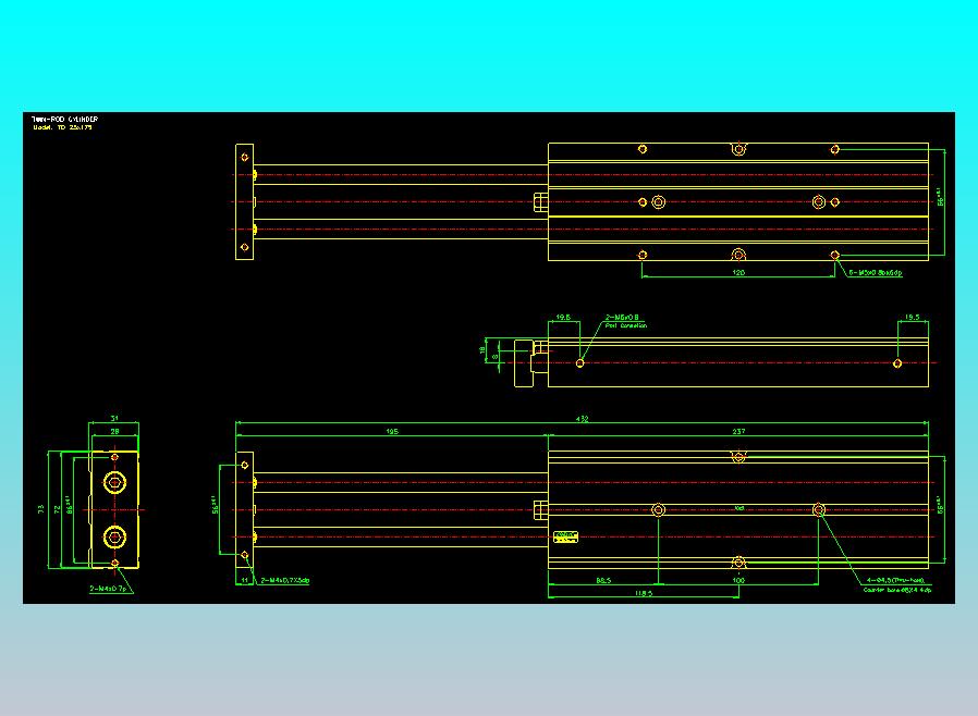 双轴气缸2D-TD25x175