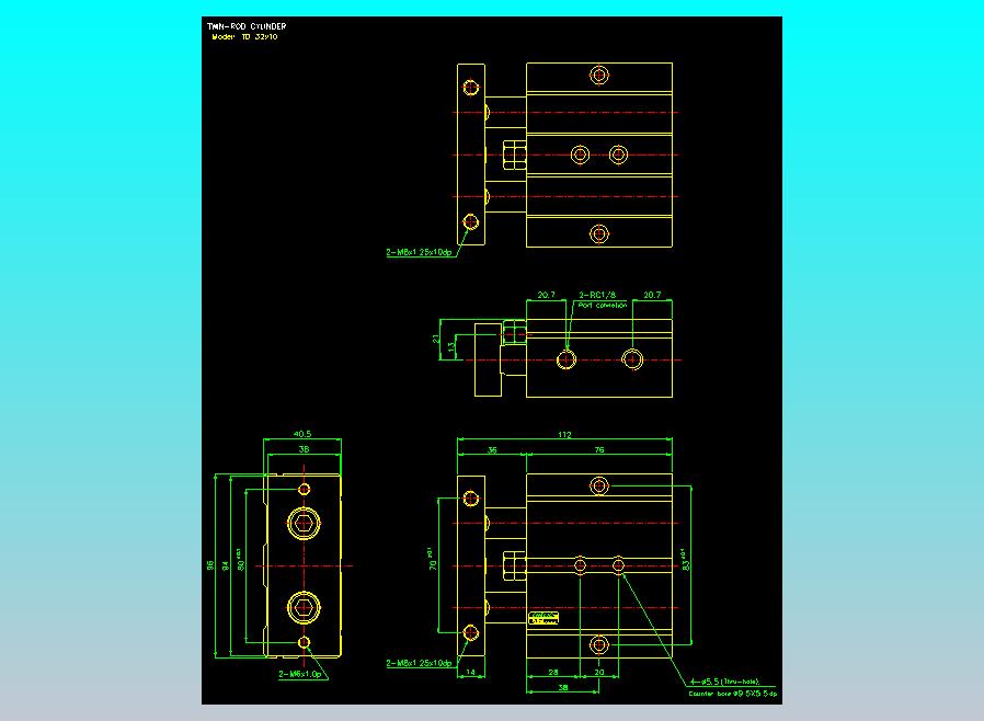 双轴气缸2D-TD32x10