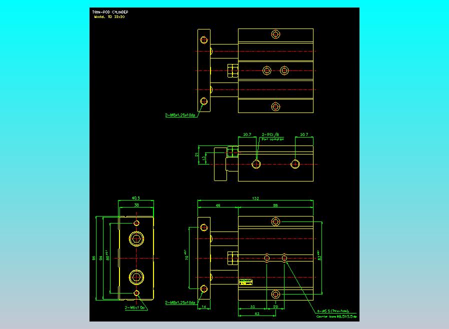 双轴气缸2D-TD32x20