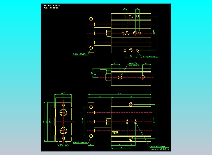 双轴气缸2D-TD32x30