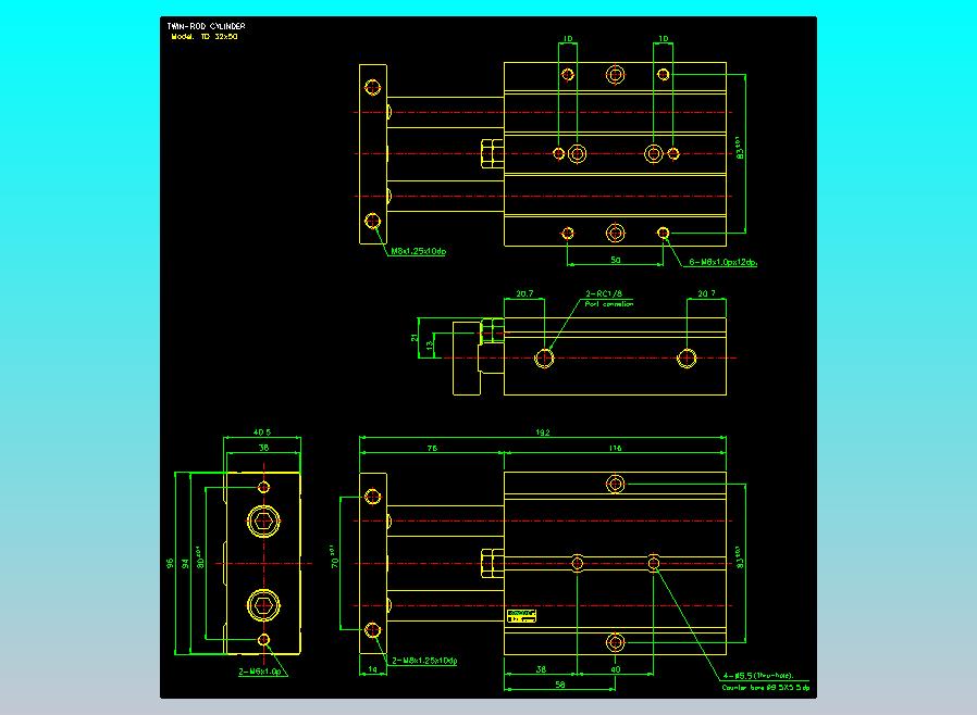 双轴气缸2D-TD32x50