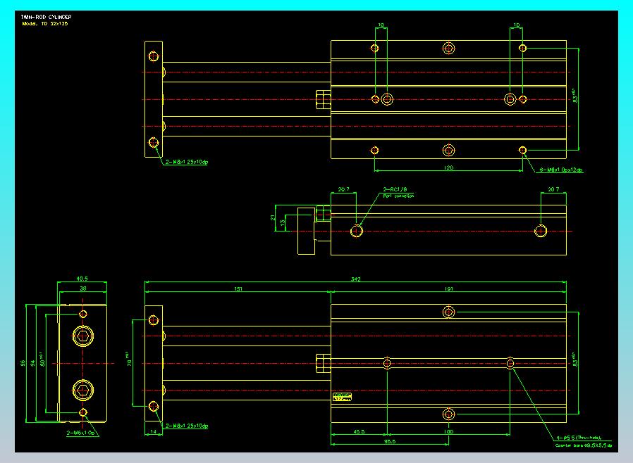 双轴气缸2D-TD32x125