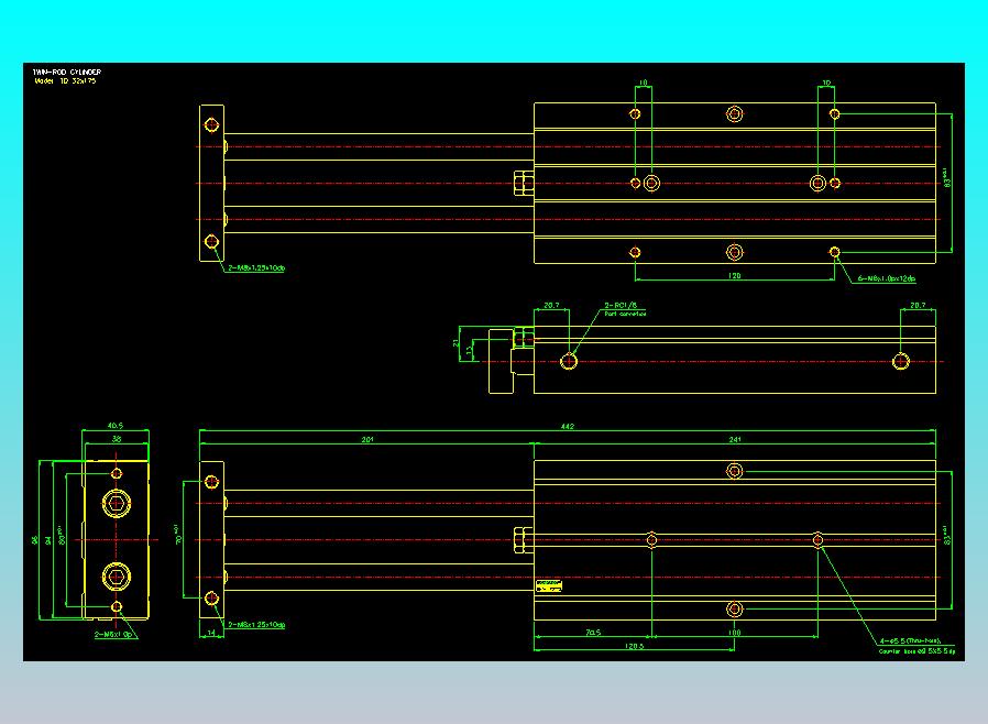 双轴气缸2D-TD32x175