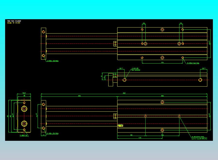 双轴气缸2D-TD32x200