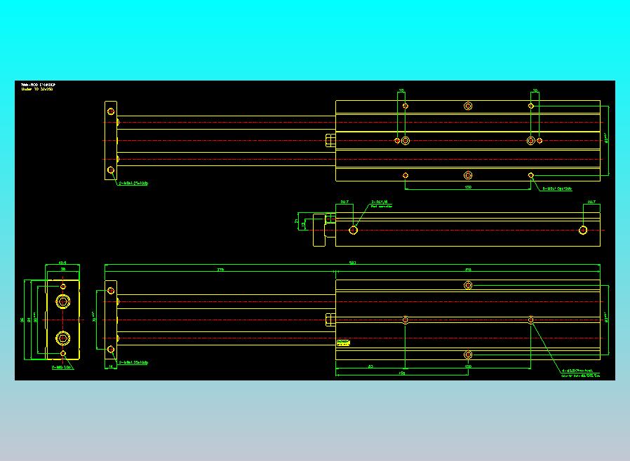 双轴气缸2D-TD32x250