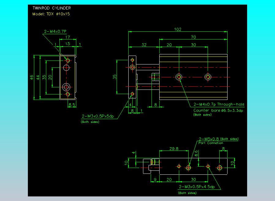 双轴气缸2D-TDX10x15