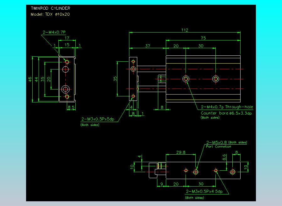 双轴气缸2D-TDX10x20