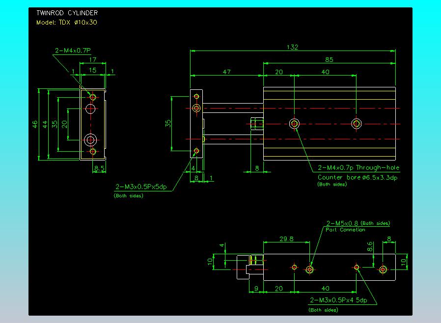 双轴气缸2D-TDX10x30