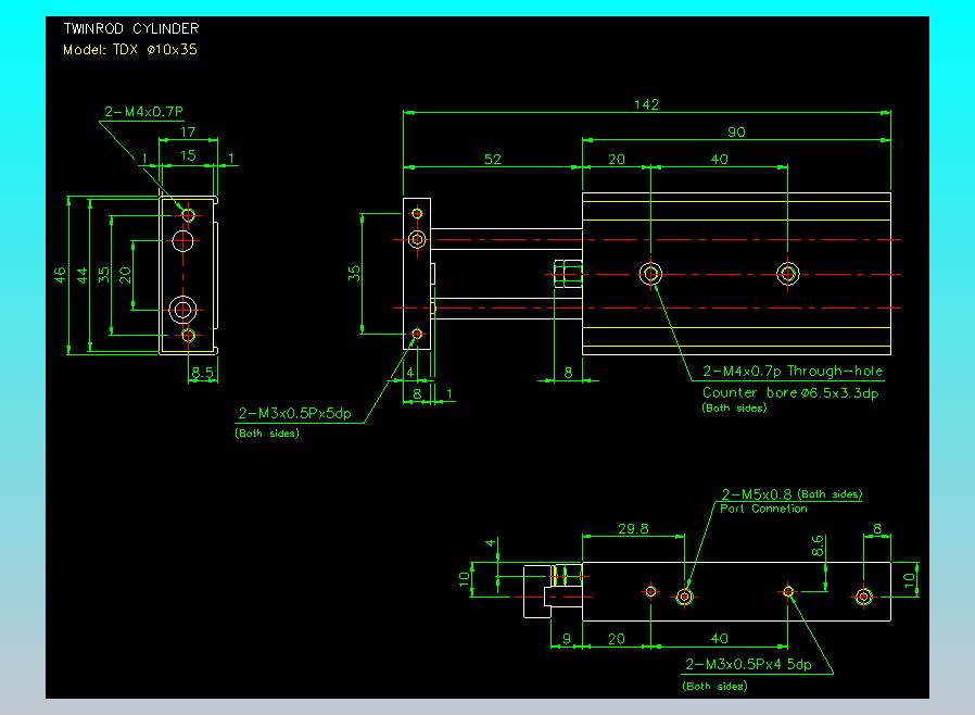 双轴气缸2D-TDX10x35