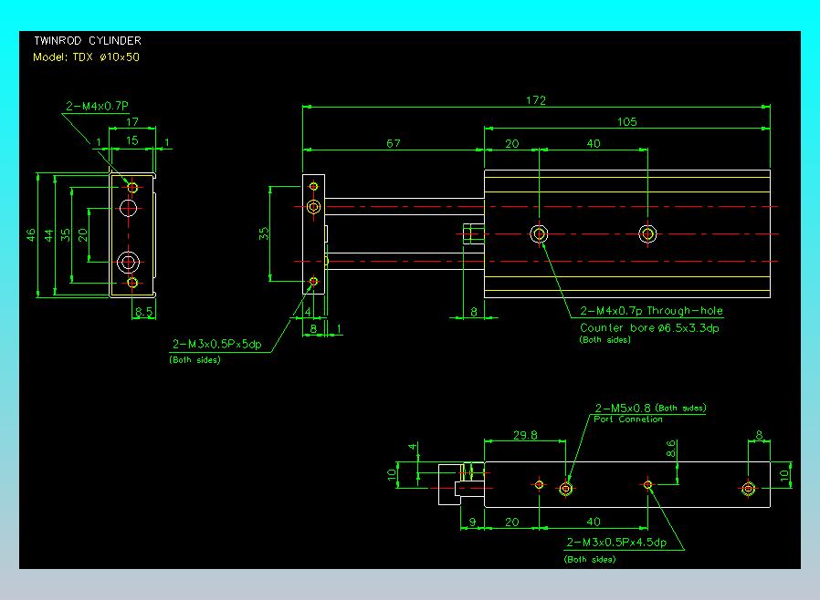 双轴气缸2D-TDX10x50