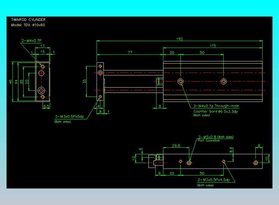 双轴气缸2D-TDX10x60