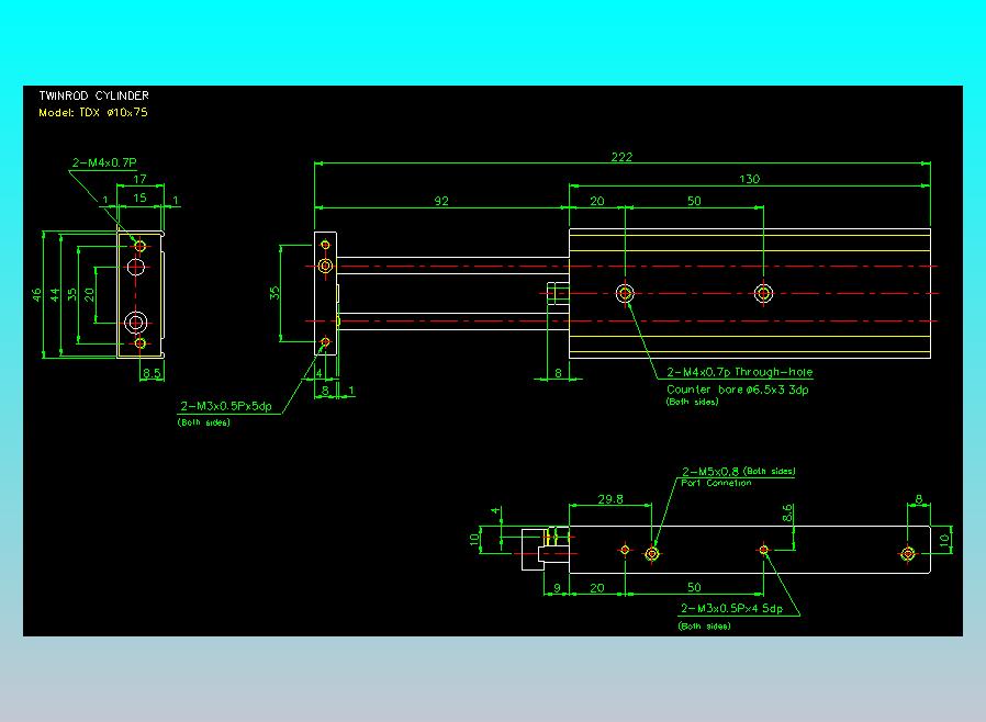 双轴气缸2D-TDX10x75
