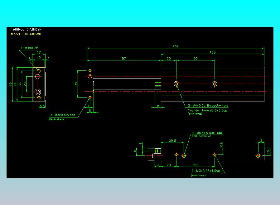 双轴气缸2D-TDX10x80