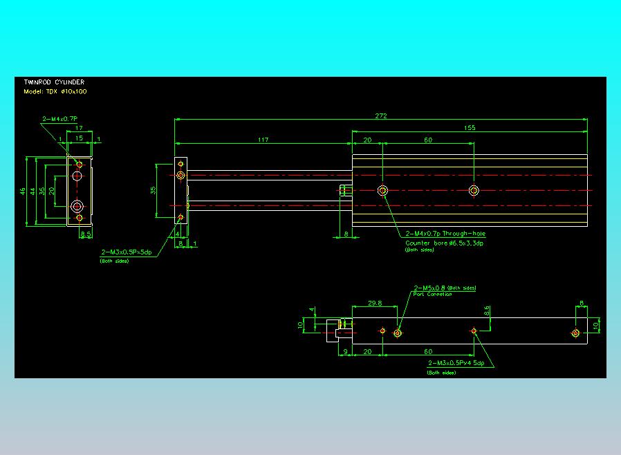 双轴气缸2D-TDX10x100