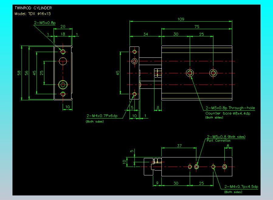 双轴气缸2D-TDX16x15