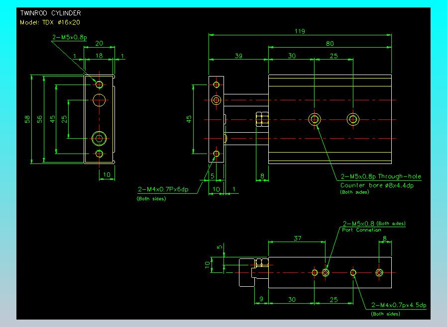 双轴气缸2D-TDX16x20
