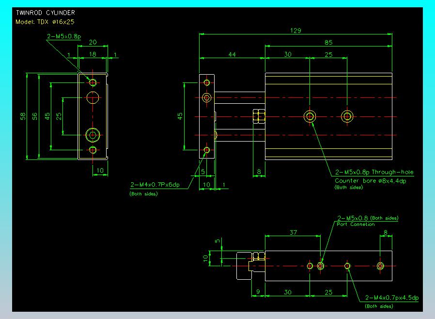 双轴气缸2D-TDX16x25