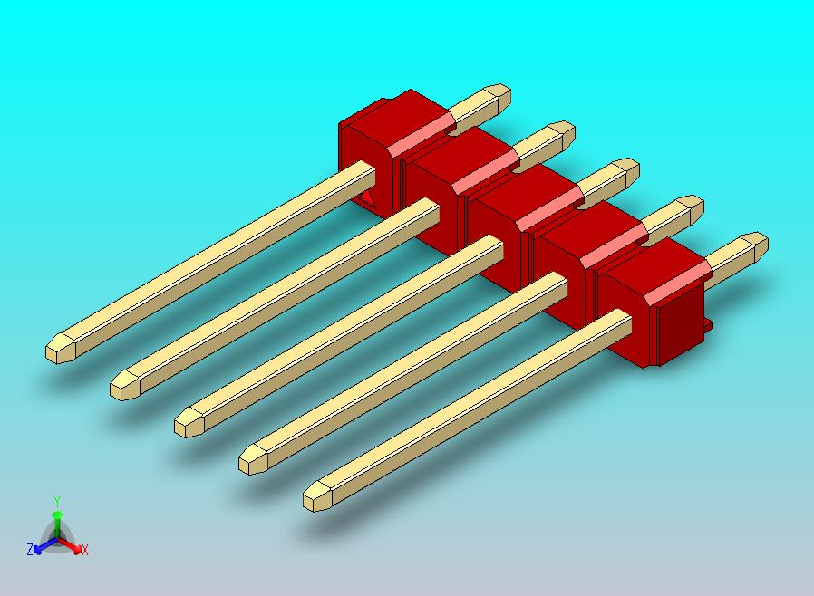 DS1021排针 红色 1x05p 100mil 类型5 版本1.0.zip