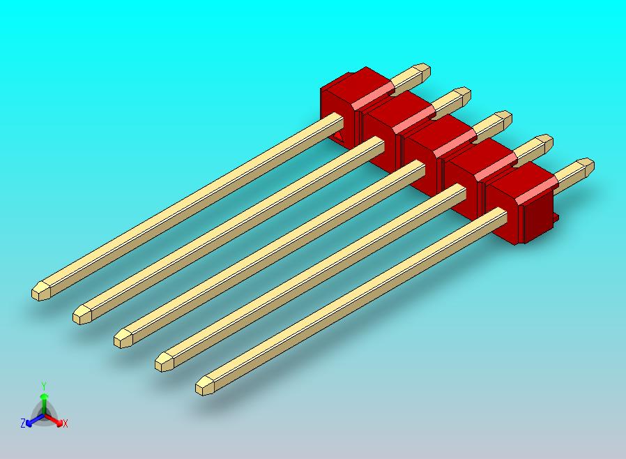 DS1021排针 红色 1x05p 100mil 类型19 版本1.0.zip