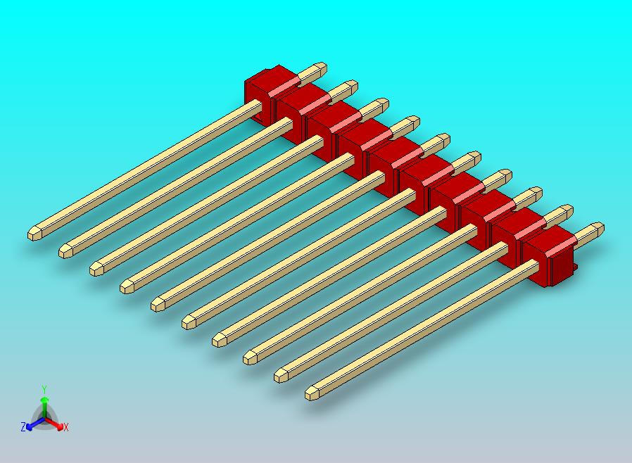 DS1021排针 红色 1x10p 100mil 类型19 版本1.0.zip