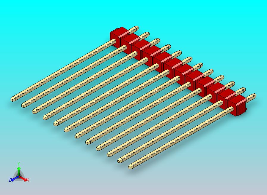 DS1021排针 红色 1x12P 100mil 类型43 版本1.0.zip