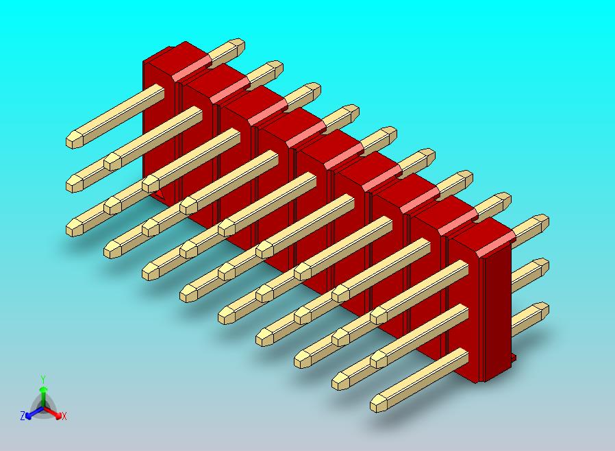DS1021排针 红色 3x09p 100mil 类型1 版本1.0.zip