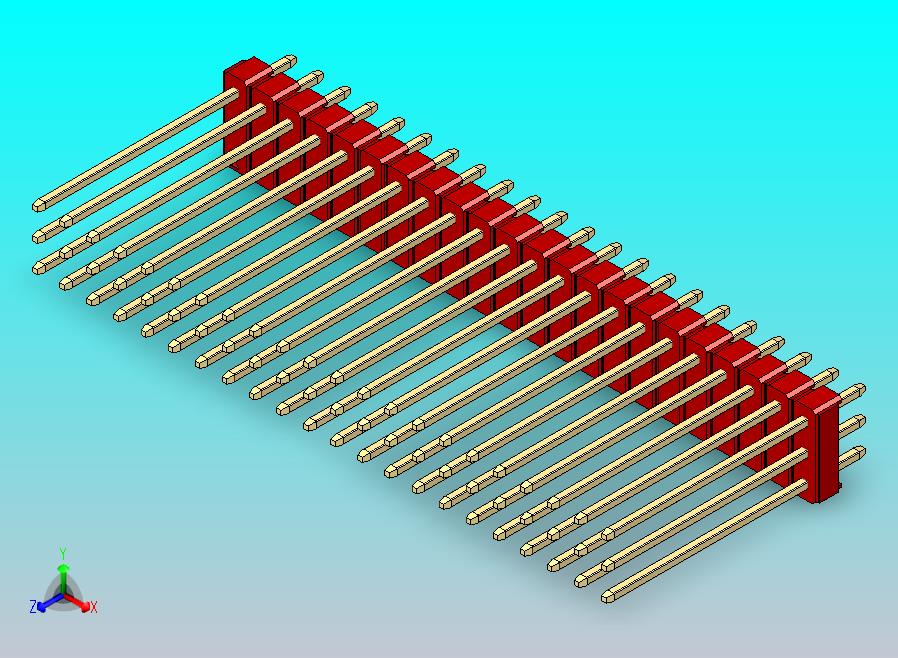 DS1021排针 红色 3x22p 100mil 类型19 版本1.0.zip
