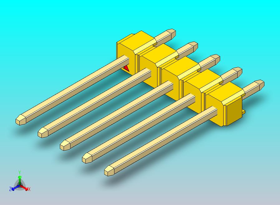 DS1021排针 黄色 1x05p 100mil 类型5 版本1.0.zip