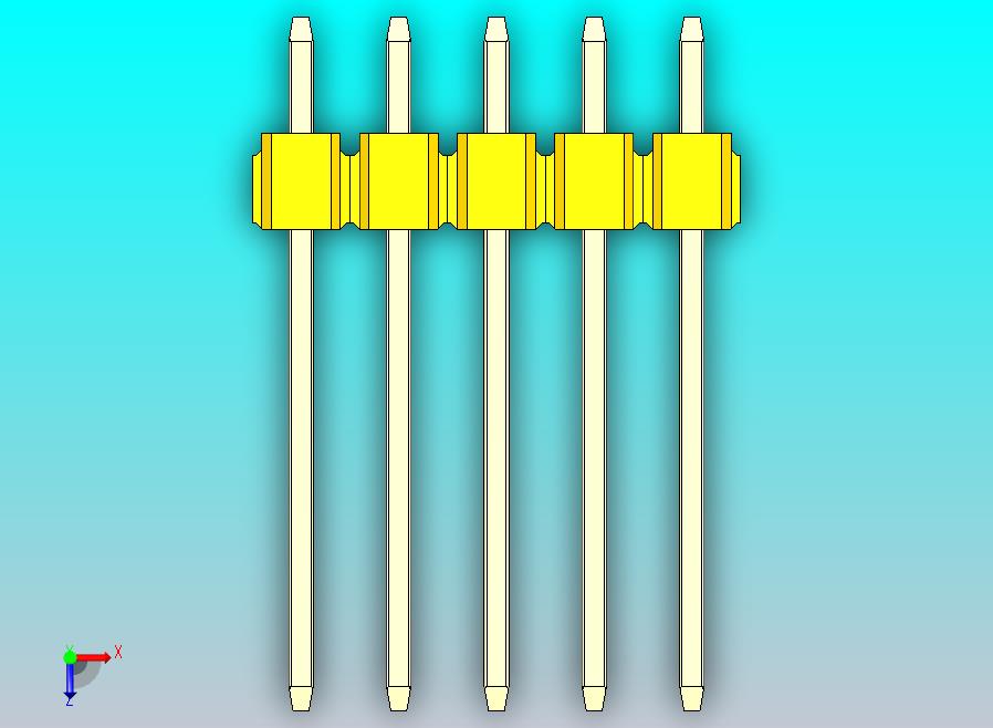 DS1021排针 黄色 1x05p 100mil 类型5 版本1.0.zip