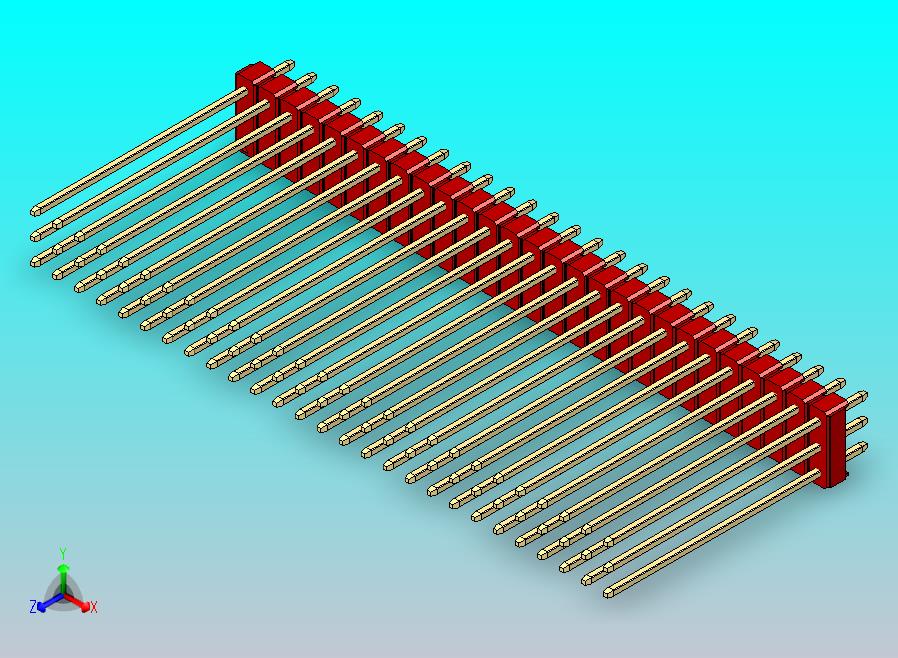 DS1021排针 红色 3x27p 100mil 类型43 版本1.0.zip