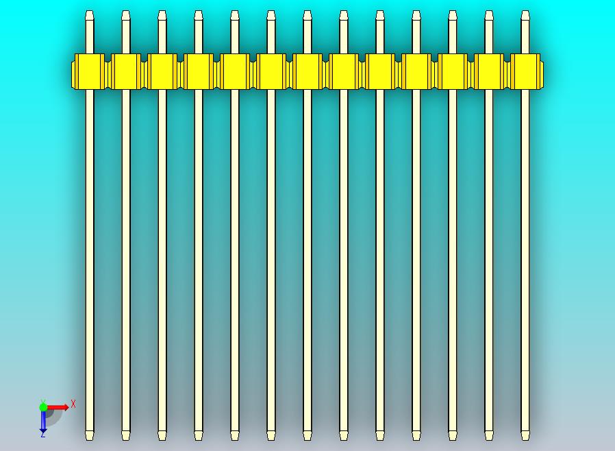 DS1021排针 黄色 1x13p 100mil 类型43 版本1.0.zip