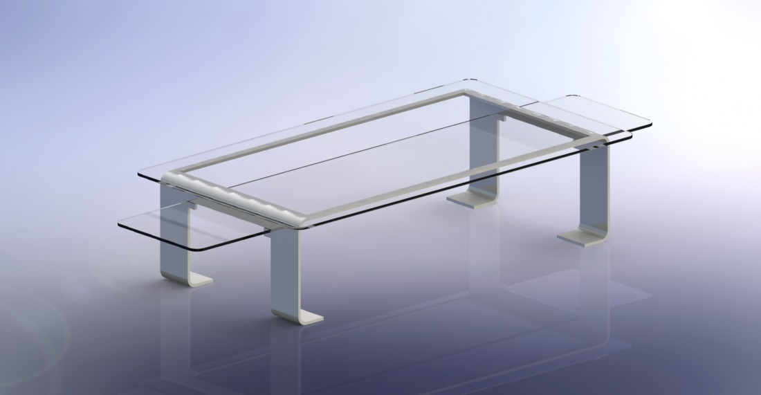 钢和玻璃桌子