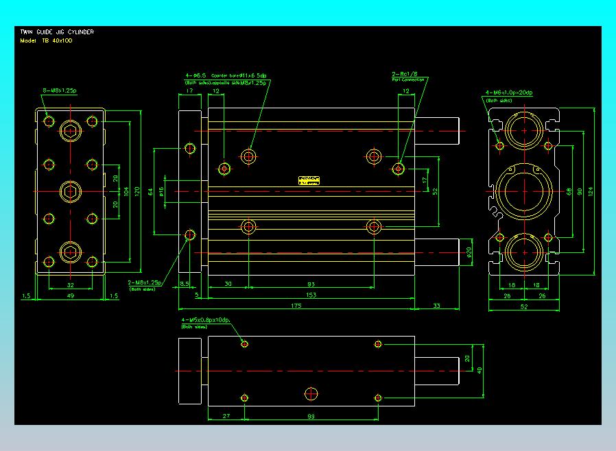 导杆薄型气缸导杆滑块气缸标准型气缸2D-TB40x100