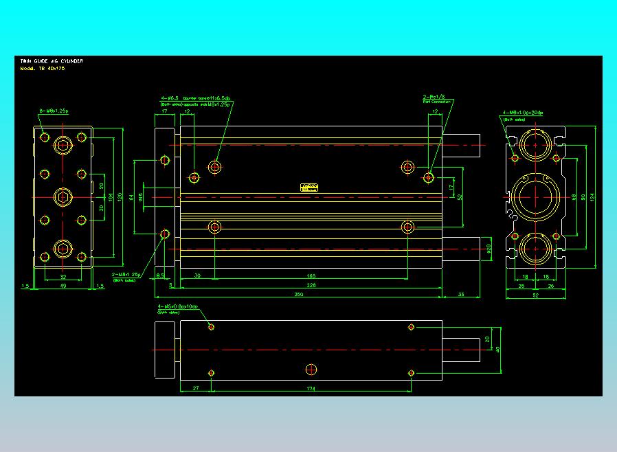 导杆薄型气缸导杆滑块气缸标准型气缸2D-TB40x175